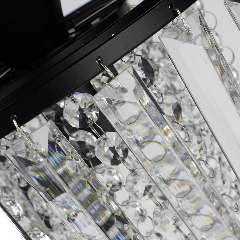 Moderne minimalistische runde Quaste Eisen Kristall 1-Licht Semi-Flush Mount Deckenleuchte für Wohnzimmer 