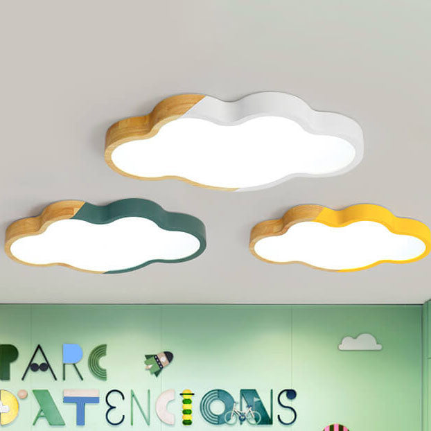 Nordic Logs Cloud Macaroon LED Kids Flush Mount Ceiling Light