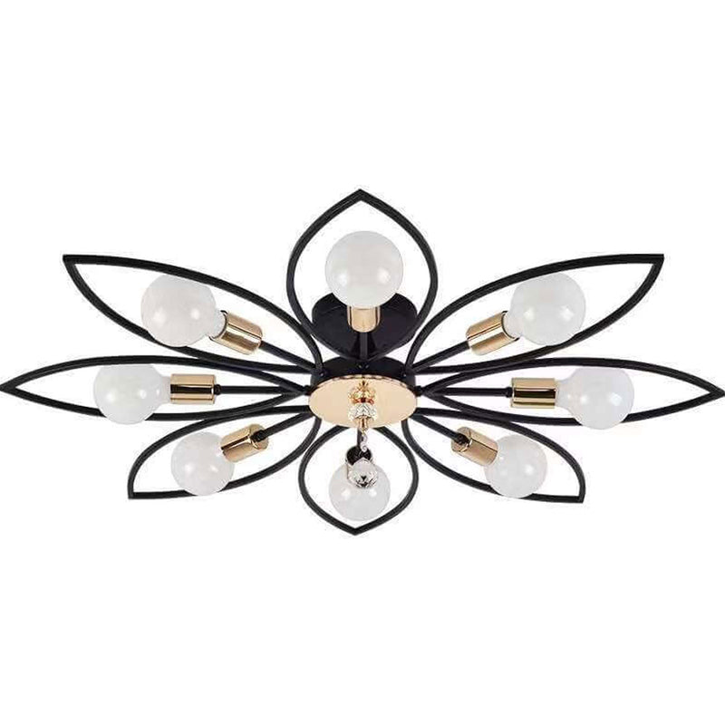 Lumière de plafond encastrée en cristal de fer forgé de luxe nordique 6/8 lumières 