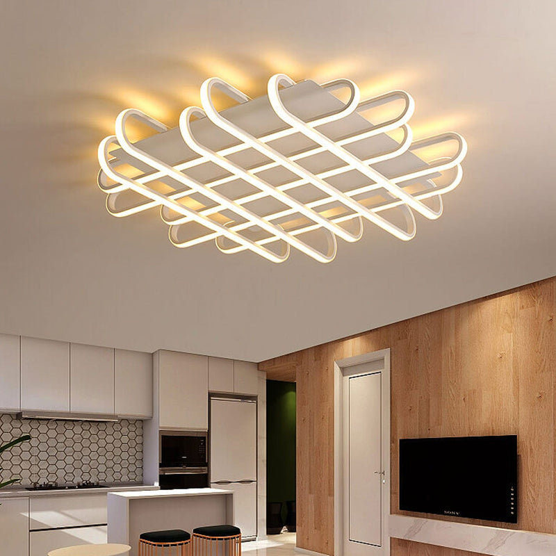 Modern Minimalist Braided Rectangle LED Flush Mount Ceiling Light