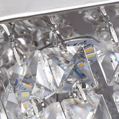 Plafonnier LED moderne carré en acier inoxydable avec abat-jour en cristal 