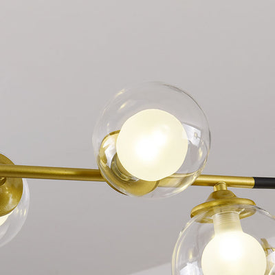 Moderner minimalistischer LED-Kronleuchter aus rundem Glas mit Eisen 