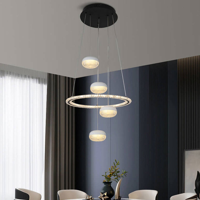 Nordic Minimalist Circle Diamond / Apple Hanging LED Chandelier