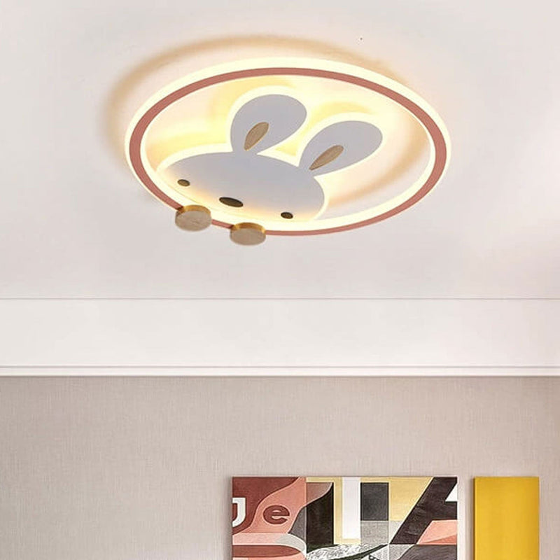 Childlike Creative Cartoon Rabbit Design LED Flush Mount Light