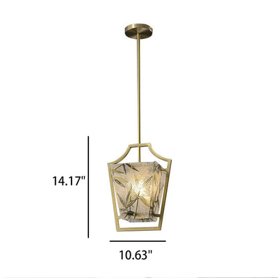 Full Copper Chinese Enamel Painted 1-Light Pendant Light