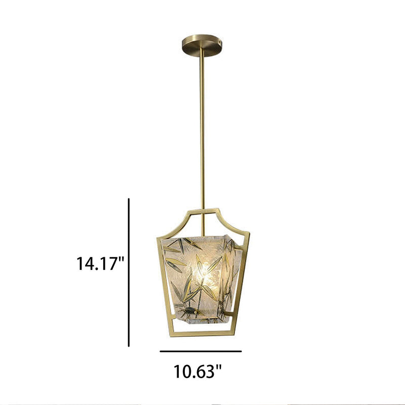 Full Copper Chinese Enamel Painted 1-Light Pendant Light