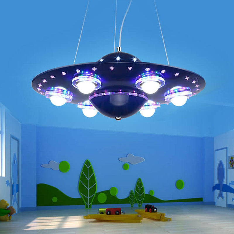 Creative Cartoon UFO Flying Saucer LED Kids Chandelier