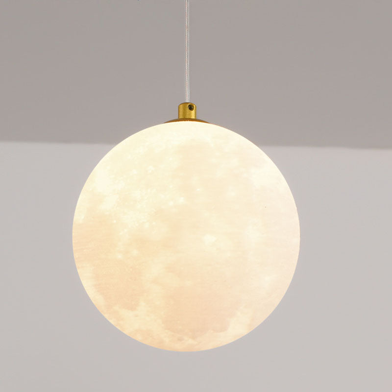 Moderner minimalistischer Kronleuchter mit gewelltem Aluminiumstreifen und PLA 3D-Mondschirm LED-Insellicht für das Esszimmer 