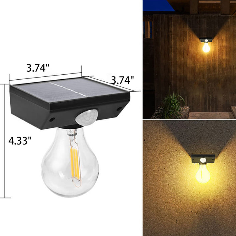 Modern Solar Tungsten Bulb Outdoor Waterproof Body Sensor Garden Wall Sconce Lamp