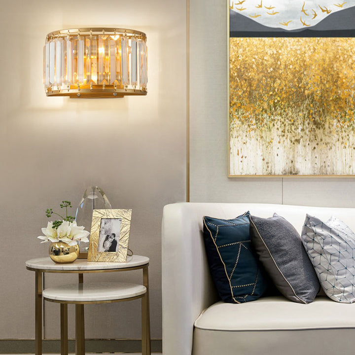 Applique Murale Moderne en Fer Cristal Minimaliste de Luxe Léger à 2 Lumières 
