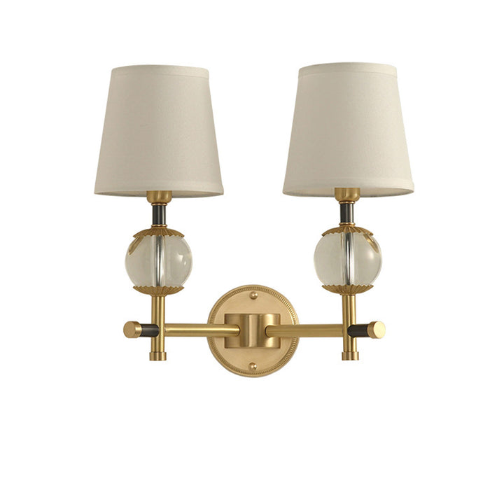 Applique murale en laiton américain moderne 1/2 lumière avec tissu 