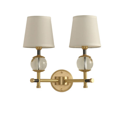 Modern American Brass Fabric 1/2 Light Wall Sconce Lamp