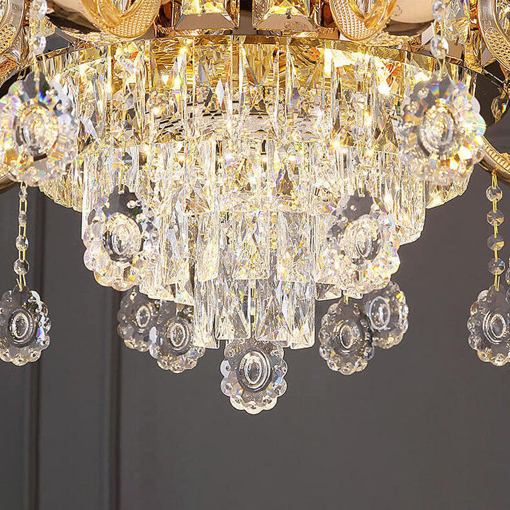 Modern Luxury Round Candelabra Zinc Alloy Crystal 9/11/14/19 Light Chandelier