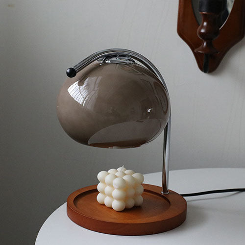Contemporary Retro Glass Dome Solid Wood Metal Base 1-Light Melting Wax Table Lamp