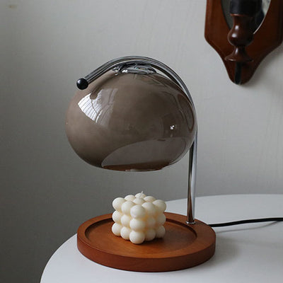 Vintage Glass Dome Solid Wood Base 1-Light Melting Wax Table Lamp
