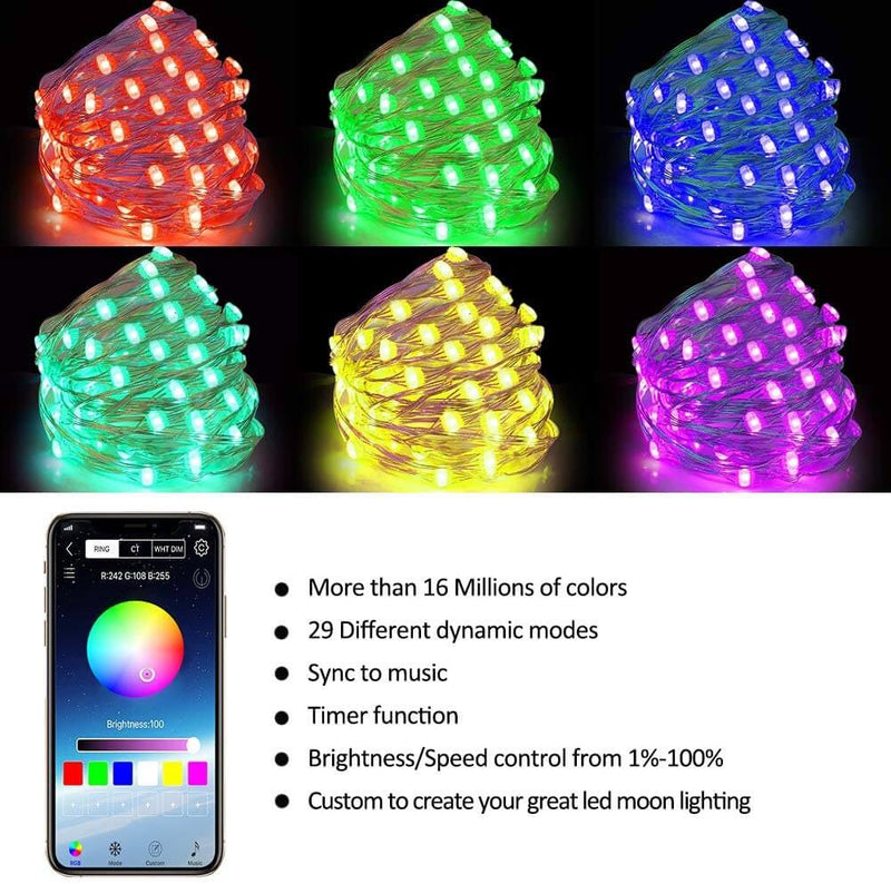 Guirlandes Lumineuses Décoratives Intelligentes Musique USB Bluetooth Application Fil de Cuivre Lumières Décoratives 