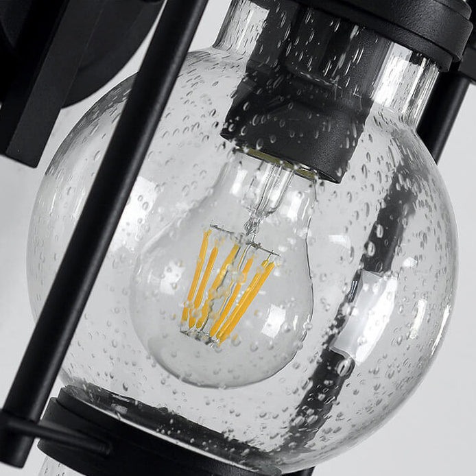 Retro Waterproof Round Lantern 1-Light Outdoor Wall Sconce Lamp