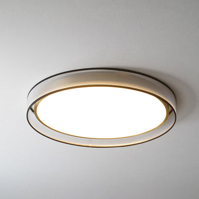 Nordic Luxury Round Fabric Brass Acrylic LED Flush Mount Ceiling Light