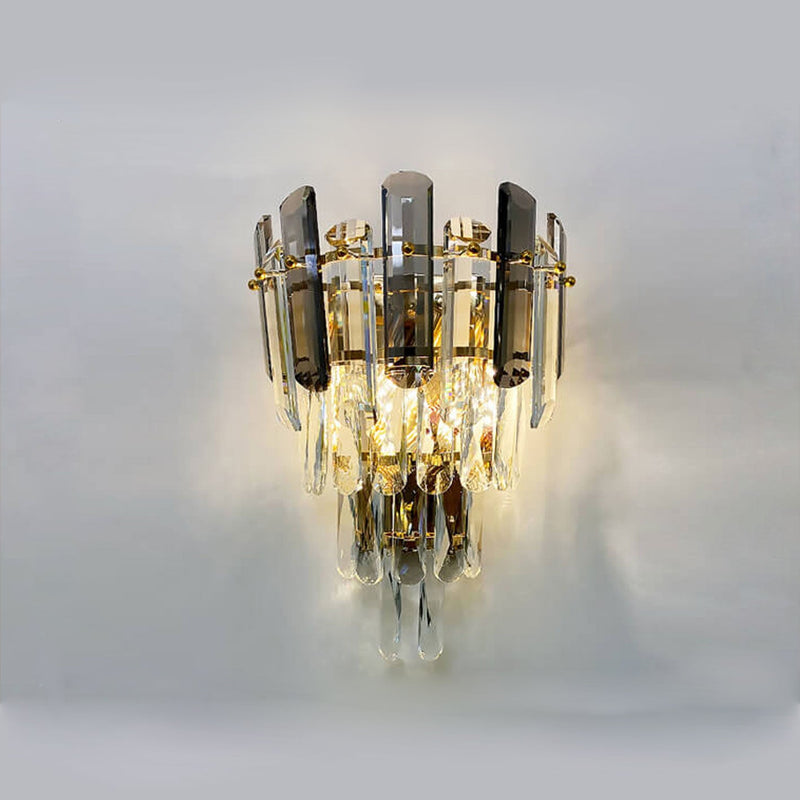 Moderne Luxus-Kristall-Mehrschicht-Säulen-Wandleuchte mit 1 Licht