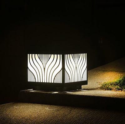 Modern Solar Patterned Stainless Steel Square Courtyard LED Path Lamp