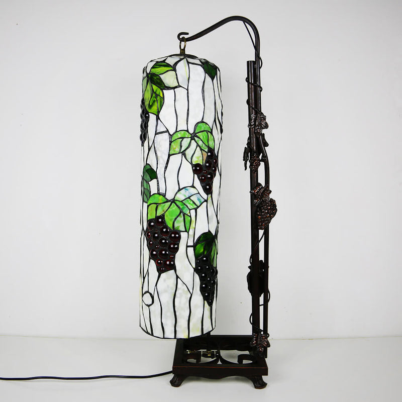 European Retro Tiffany Glass Painted 1-Light Table Lamp