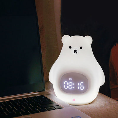 Cartoon Big White Bear Timer Alarm Clock LED Night Light