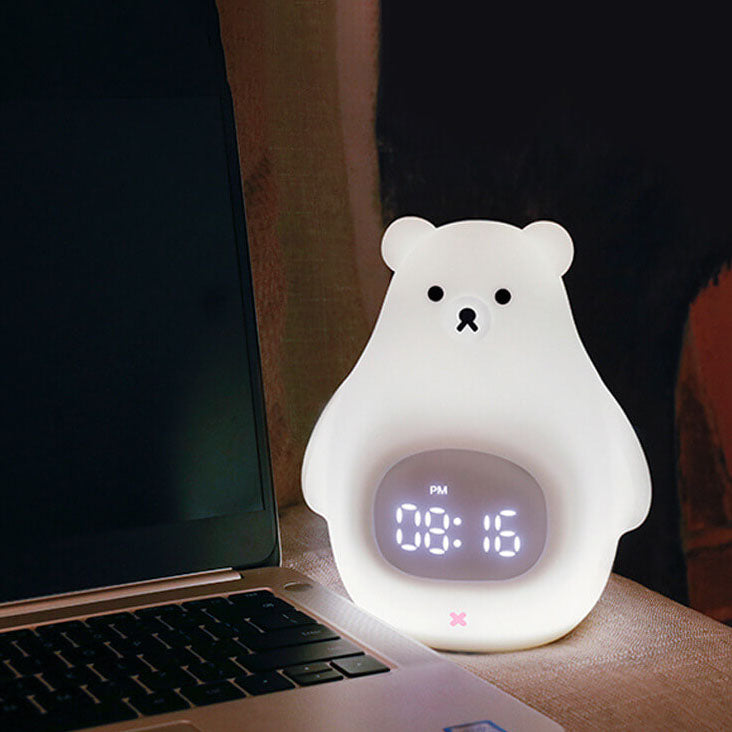 Réveil en silicone ours polaire avec lumière LED de nuit 
