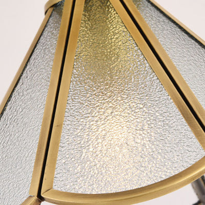 European Luxury Brass Glass Cone 1-Light Semi-Flush Mount Ceiling Light
