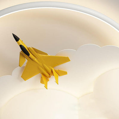 Modern Kids Cloudy Airplane Iron Resin Rotomolded LED Flush Mount Ceiling Light