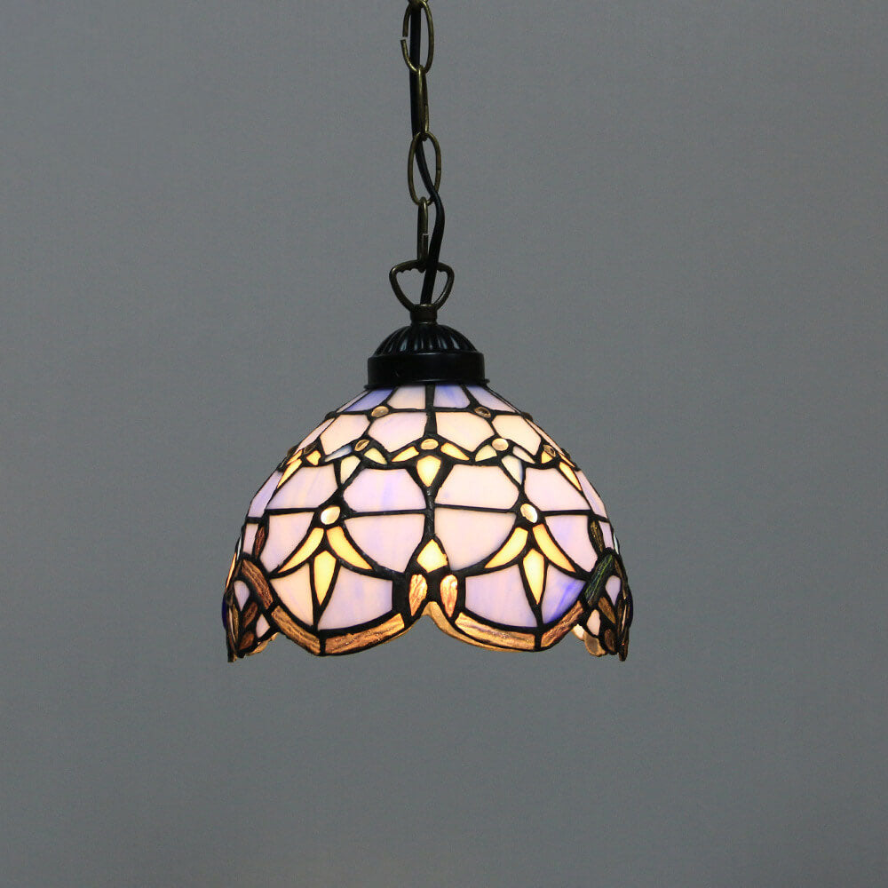 Suspension lumineuse à 1 ampoule en verre teinté avec perles Rustic Rose de Tiffany 