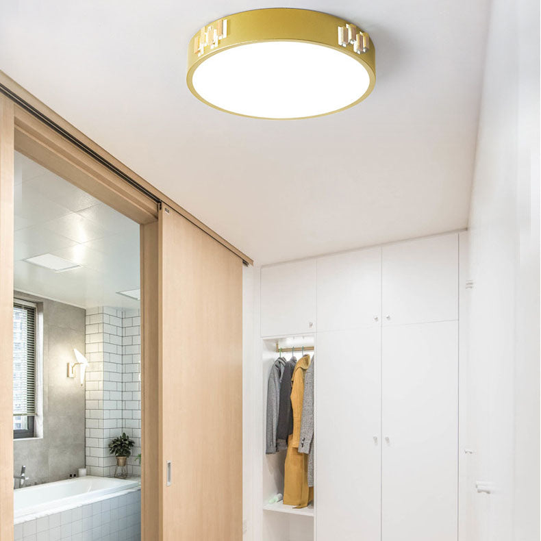 Plafonnier LED encastré en bois creux rond simple nordique 