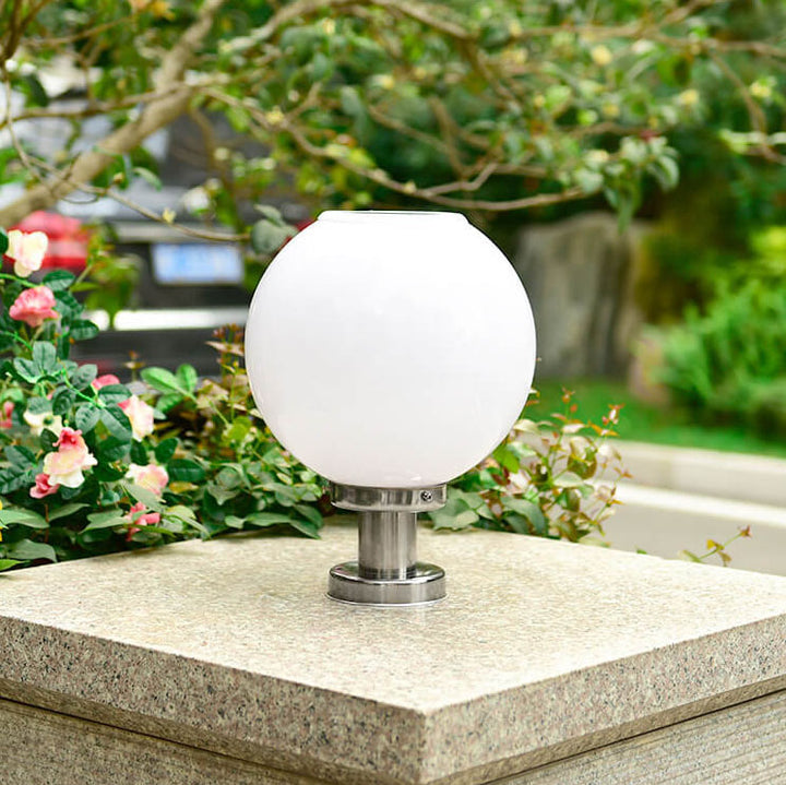 Lampe LED solaire à tête ronde en acier inoxydable et acrylique, luminaire décoratif d&