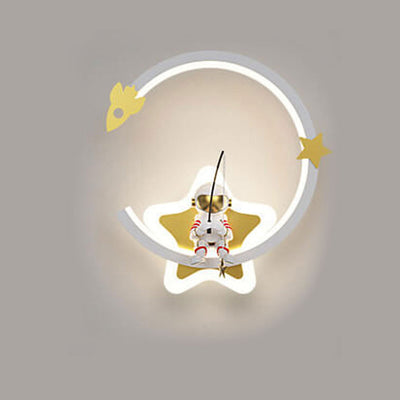 Modern Creative Astronaut Pentagram Kids LED Wall Sconce Lamp