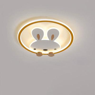 Childlike Modern Simple Cartoon Rabbit Design LED Flush Mount Light