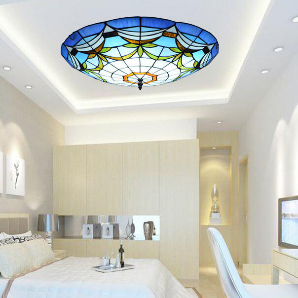 Vidrieras europeas Tiffany redondas con varios diseños de patrones 2/3 luces de montaje empotrado 