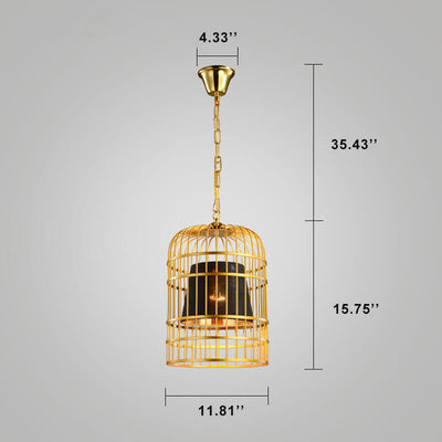 Golden Birdcage Metal 1-Light Cone Shade Pendant Light