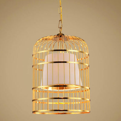 Golden Birdcage Metal 1-Light Cone Shade Pendant Light