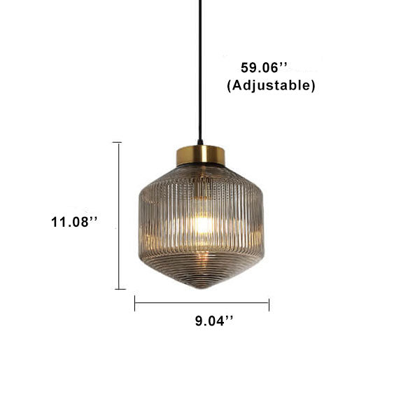 Nordic Textured Glass 1-Light Drum LED Pendant Light