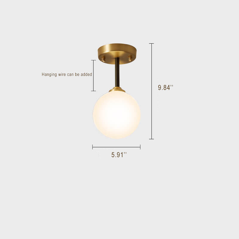 Minimalistische Glaskugel 1-Licht-Kugel, halbbündige Beleuchtung 