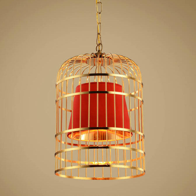 Golden Birdcage Metal 1-Light Cone Shade Pendant Light