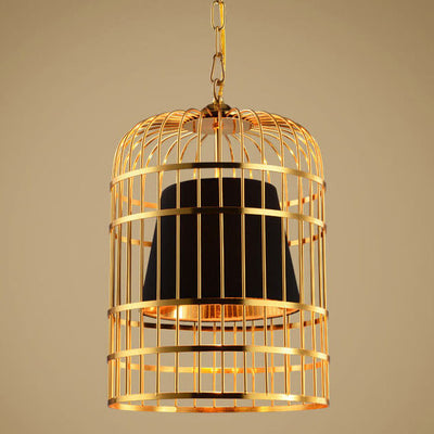 Golden Birdcage Metal 1-Light Cone Shade Pendant Light