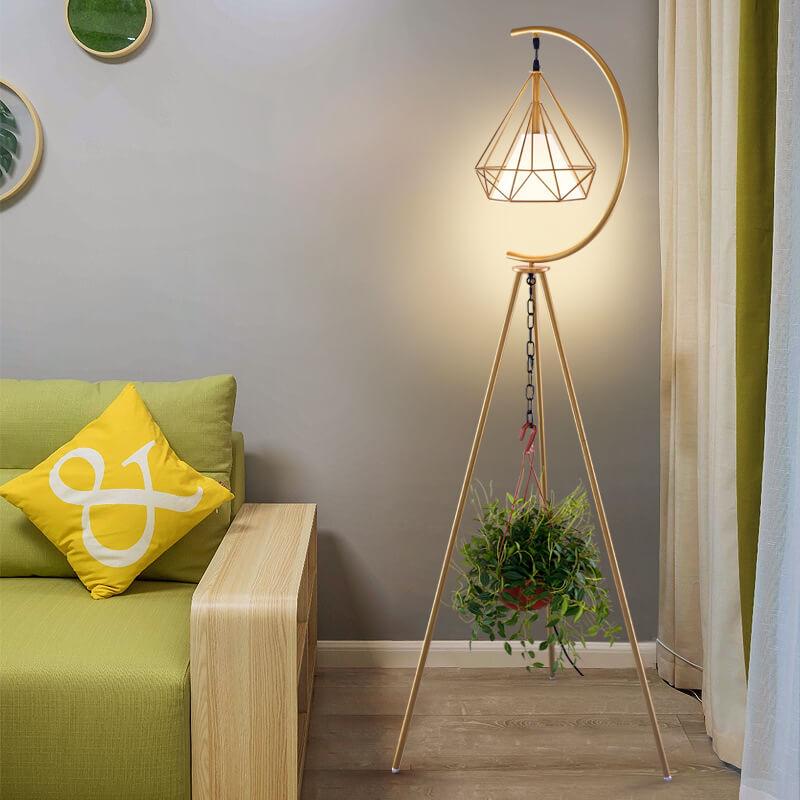 Modern Iron Diamond Cage 1-Light LED Standing Floor Lamps