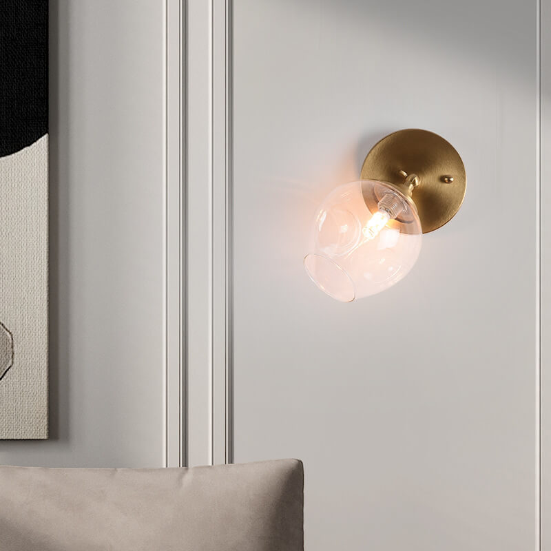 Modern 1-Light Glass Globe Armed Sconce Lamp 4 Design