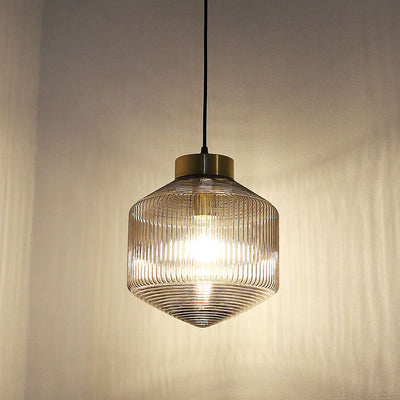 Nordic Textured Glass 1-Light Drum LED Pendant Light