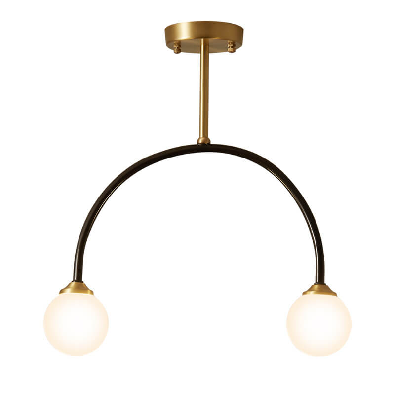 Minimalist Glass Ball 2-Light C Shape Semi-Flush Mount Lighting