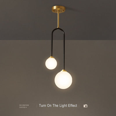 Minimalistische Glaskugel 2-Licht-U-Form, halbbündige Beleuchtung 