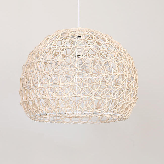 Rattan Weben 1-Licht Halbkreis Kuppel Pendelleuchte 