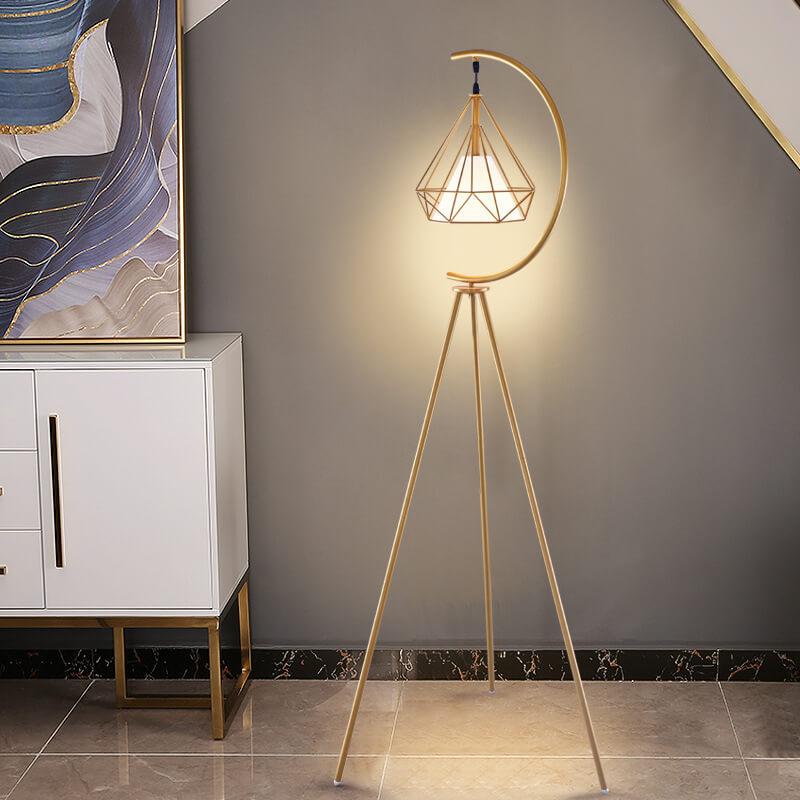 Modern Iron Diamond Cage 1-Light LED Standing Floor Lamps