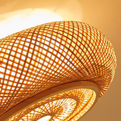 Modern Bamboo Weaving Round 1-Light Chinese Pendant Light