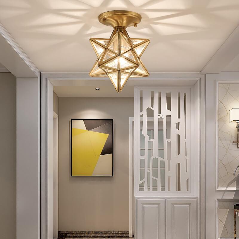 Modern 1-Light Star Pentagram Shaped Semi-Flush Mount Lighting